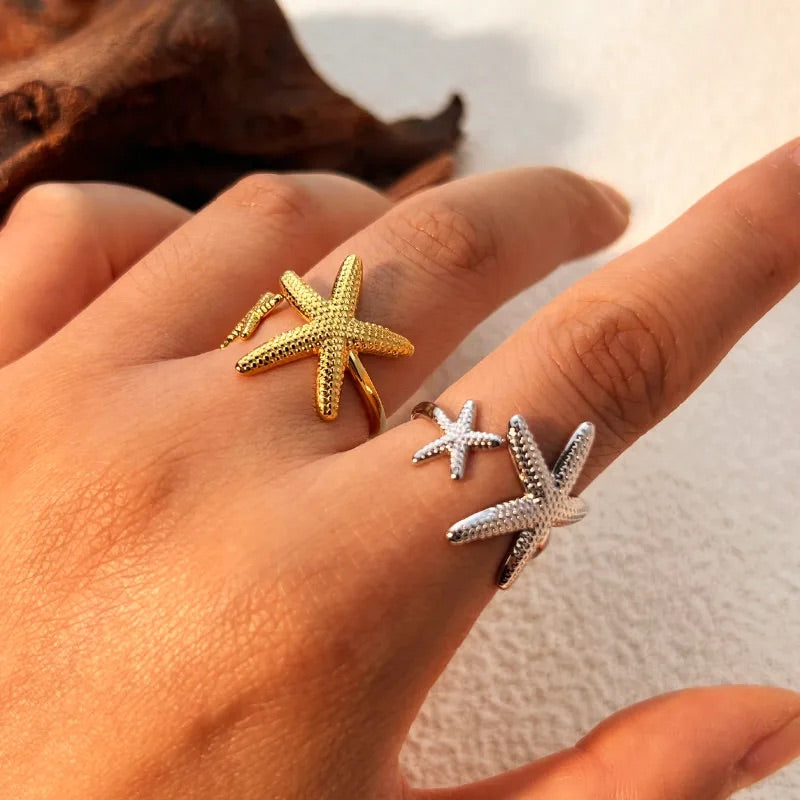 Silver Starfish Ring Adjustable