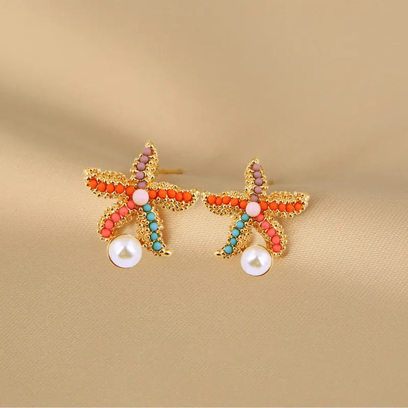 Coloured starfish earrings