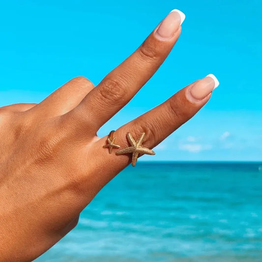 Silver Starfish Ring Adjustable