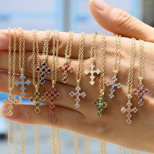Coloured Cross Necklace